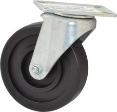 E.R. Wagner - 5" Diam x 1-3/8" Wide x 6-1/16" OAH Top Plate Mount Swivel Caster - Polyolefin, 350 Lb Capacity, Plain Bearing, 3-1/8 x 4-1/8" Plate - Apex Tool & Supply