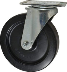 E.R. Wagner - 6" Diam x 1-3/8" Wide x 7-1/16" OAH Top Plate Mount Swivel Caster - Polyolefin, 400 Lb Capacity, Plain Bearing, 3-1/8 x 4-1/8" Plate - Apex Tool & Supply