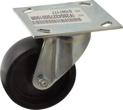 E.R. Wagner - 4" Diam x 1-3/8" Wide x 5-1/16" OAH Top Plate Mount Swivel Caster - Polyolefin, 300 Lb Capacity, Roller Bearing, 3-3/4 x 4-5/8" Plate - Apex Tool & Supply