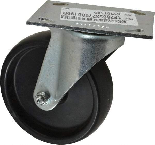 E.R. Wagner - 5" Diam x 1-3/8" Wide x 6-1/16" OAH Top Plate Mount Swivel Caster - Polyolefin, 350 Lb Capacity, Roller Bearing, 3-3/4 x 4-5/8" Plate - Apex Tool & Supply