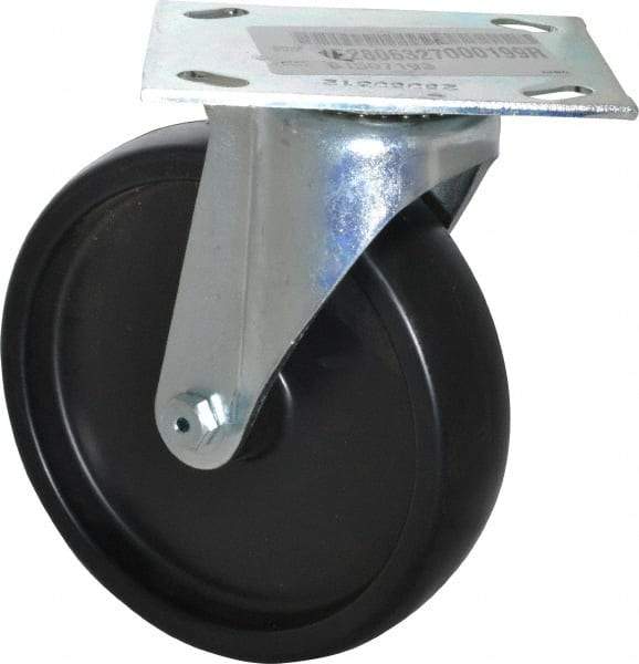 E.R. Wagner - 6" Diam x 1-3/8" Wide x 7-1/16" OAH Top Plate Mount Swivel Caster - Polyolefin, 400 Lb Capacity, Roller Bearing, 3-3/4 x 4-5/8" Plate - Apex Tool & Supply
