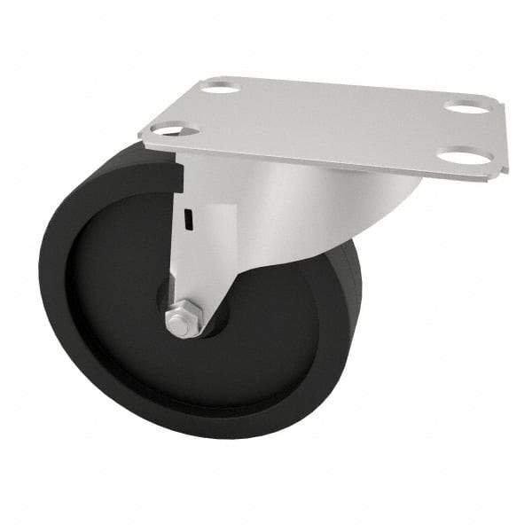 E.R. Wagner - 4" Diam x 1-1/4" Wide x 4-11/16" OAH Top Plate Mount Swivel Caster with Brake - Polyolefin, 255 Lb Capacity, Plain Bearing, 2-3/4 x 3-3/4" Plate - Apex Tool & Supply