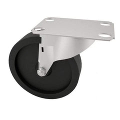 E.R. Wagner - 4" Diam x 1-1/4" Wide x 4-11/16" OAH Top Plate Mount Swivel Caster with Brake - Polyolefin, 255 Lb Capacity, Plain Bearing, 2-3/4 x 3-3/4" Plate - Apex Tool & Supply