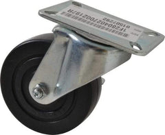 E.R. Wagner - 4" Diam x 1-3/8" Wide x 5-1/16" OAH Top Plate Mount Swivel Caster with Brake - Polyolefin, 300 Lb Capacity, Plain Bearing, 3-1/8 x 4-1/8" Plate - Apex Tool & Supply