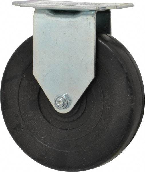E.R. Wagner - 5" Diam x 1-1/4" Wide x 5-5/8" OAH Top Plate Mount Rigid Caster - Soft Rubber, 190 Lb Capacity, Delrin Bearing, 2-3/4 x 3-3/4" Plate - Apex Tool & Supply