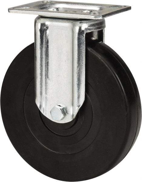E.R. Wagner - 6" Diam x 1-3/8" Wide x 7-1/16" OAH Top Plate Mount Rigid Caster - Soft Rubber, 280 Lb Capacity, Delrin Bearing, 3-1/8 x 4-1/8" Plate - Apex Tool & Supply
