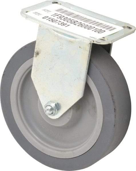 E.R. Wagner - 5" Diam x 1-1/4" Wide x 5-5/8" OAH Top Plate Mount Rigid Caster - TPR, 190 Lb Capacity, Delrin Bearing, 2-3/4 x 3-3/4" Plate - Apex Tool & Supply