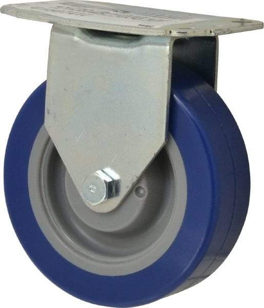 E.R. Wagner - 4" Diam x 1-1/4" Wide x 4-11/16" OAH Top Plate Mount Rigid Caster - Polyurethane, 275 Lb Capacity, Delrin Bearing, 2-3/4 x 3-3/4" Plate - Apex Tool & Supply