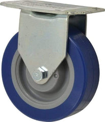 E.R. Wagner - 4" Diam x 1-1/4" Wide x 4-11/16" OAH Top Plate Mount Rigid Caster - Polyurethane, 275 Lb Capacity, Delrin Bearing, 2-3/4 x 3-3/4" Plate - Apex Tool & Supply