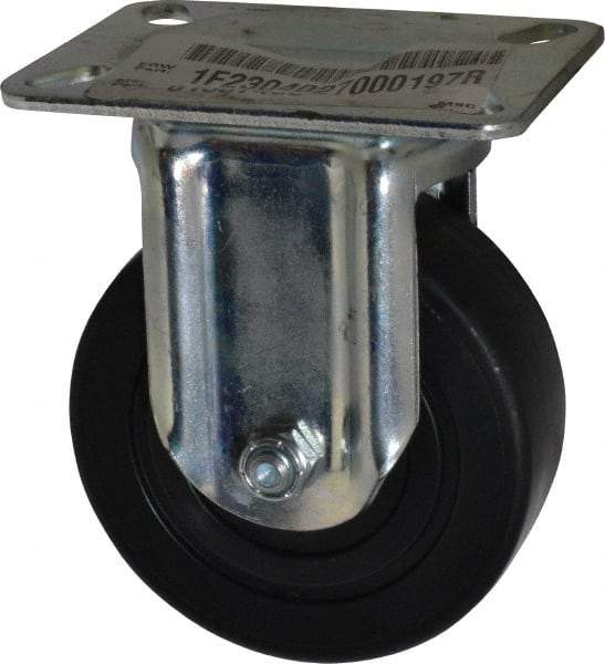 E.R. Wagner - 4" Diam x 1-3/8" Wide x 5-1/16" OAH Top Plate Mount Rigid Caster - Polyolefin, 300 Lb Capacity, Plain Bearing, 3-1/8 x 4-1/8" Plate - Apex Tool & Supply