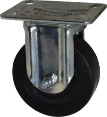 E.R. Wagner - 4" Diam x 1-3/8" Wide x 5-1/16" OAH Top Plate Mount Rigid Caster - Polyolefin, 300 Lb Capacity, Plain Bearing, 3-1/8 x 4-1/8" Plate - Apex Tool & Supply