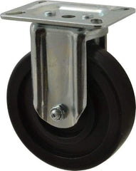 E.R. Wagner - 5" Diam x 1-3/8" Wide x 6-1/16" OAH Top Plate Mount Rigid Caster - Polyolefin, 350 Lb Capacity, Plain Bearing, 3-1/8 x 4-1/8" Plate - Apex Tool & Supply