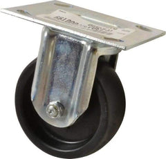 E.R. Wagner - 4" Diam x 1-3/8" Wide x 5-1/16" OAH Top Plate Mount Rigid Caster - Polyolefin, 300 Lb Capacity, Roller Bearing, 3-3/4 x 4-5/8" Plate - Apex Tool & Supply