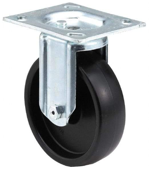 E.R. Wagner - 4" Diam x 1-1/4" Wide x 4-11/16" OAH Top Plate Mount Rigid Caster - TPR, 165 Lb Capacity, Delrin Bearing, 2-3/4 x 3-3/4" Plate - Apex Tool & Supply