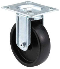 E.R. Wagner - 4" Diam x 1-1/2" Wide x 5-1/16" OAH Top Plate Mount Rigid Caster - Phenolic, 375 Lb Capacity, Roller Bearing, 3-1/8 x 4-1/8" Plate - Apex Tool & Supply