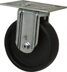 E.R. Wagner - 5" Diam x 1-3/8" Wide x 6-1/16" OAH Top Plate Mount Rigid Caster - Polyolefin, 350 Lb Capacity, Roller Bearing, 3-3/4 x 4-5/8" Plate - Apex Tool & Supply