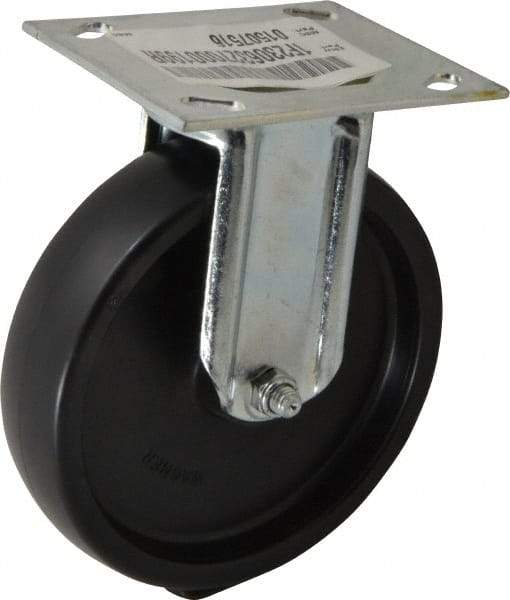 E.R. Wagner - 6" Diam x 1-3/8" Wide x 7-1/16" OAH Top Plate Mount Rigid Caster - Polyolefin, 400 Lb Capacity, Roller Bearing, 3-3/4 x 4-5/8" Plate - Apex Tool & Supply