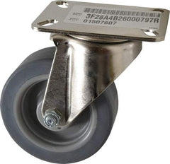E.R. Wagner - 4" Diam x 1-1/2" Wide x 5-3/8" OAH Top Plate Mount Swivel Caster - TPR, 200 Lb Capacity, Delrin Bearing, 3-1/8 x 4-1/8" Plate - Apex Tool & Supply