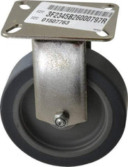 E.R. Wagner - 5" Diam x 1-1/2" Wide x 6-3/8" OAH Top Plate Mount Rigid Caster - TPR, 240 Lb Capacity, Delrin Bearing, 3-1/8 x 4-1/8" Plate - Apex Tool & Supply