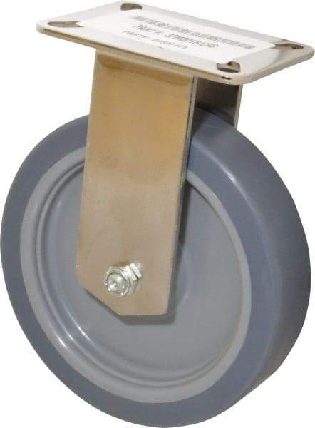 E.R. Wagner - 6" Diam x 1-1/2" Wide x 7-3/8" OAH Top Plate Mount Rigid Caster - TPR, 280 Lb Capacity, Delrin Bearing, 3-1/8 x 4-1/8" Plate - Apex Tool & Supply