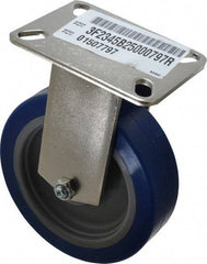 E.R. Wagner - 5" Diam x 1-1/2" Wide x 6-3/8" OAH Top Plate Mount Rigid Caster - Polyurethane, 450 Lb Capacity, Delrin Bearing, 3-1/8 x 4-1/8" Plate - Apex Tool & Supply