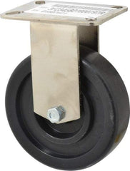 E.R. Wagner - 5" Diam x 1-3/8" Wide x 6-3/8" OAH Top Plate Mount Rigid Caster - Polyolefin, 450 Lb Capacity, Plastic Bearing, 3-1/8 x 4-1/8" Plate - Apex Tool & Supply