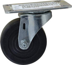 E.R. Wagner - 3" Diam x 1-1/4" Wide x 3-3/4" OAH Top Plate Mount Swivel Caster - Hard Rubber, 210 Lb Capacity, Delrin Bearing, 3-1/8 x 4-1/8" Plate - Apex Tool & Supply