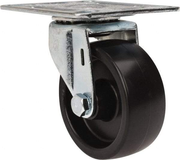 E.R. Wagner - 3" Diam x 1-1/4" Wide x 3-3/4" OAH Top Plate Mount Swivel Caster - Polyolefin, 210 Lb Capacity, Plain Bearing, 3-1/8 x 4-1/8" Plate - Apex Tool & Supply