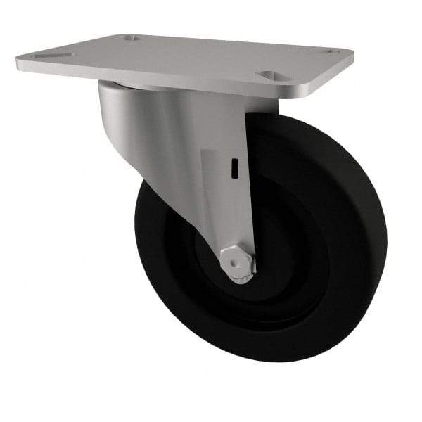 E.R. Wagner - 3" Diam x 1-1/4" Wide x 3-3/4" OAH Top Plate Mount Swivel Caster - Phenolic, 250 Lb Capacity, Plain Bearing, 3-1/8 x 4-1/8" Plate - Apex Tool & Supply