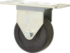 E.R. Wagner - 3" Diam x 1-1/4" Wide x 3-3/4" OAH Top Plate Mount Rigid Caster - Hard Rubber, 210 Lb Capacity, Delrin Bearing, 2-1/2 x 5" Plate - Apex Tool & Supply