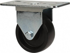 E.R. Wagner - 3" Diam x 1-1/4" Wide x 3-3/4" OAH Top Plate Mount Rigid Caster - Polyolefin, 210 Lb Capacity, Plain Bearing, 2-1/2 x 5" Plate - Apex Tool & Supply