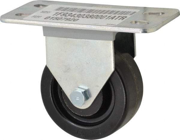 E.R. Wagner - 3" Diam x 1-1/4" Wide x 3-3/4" OAH Top Plate Mount Rigid Caster - Phenolic, 250 Lb Capacity, Plain Bearing, 2-1/2 x 5" Plate - Apex Tool & Supply