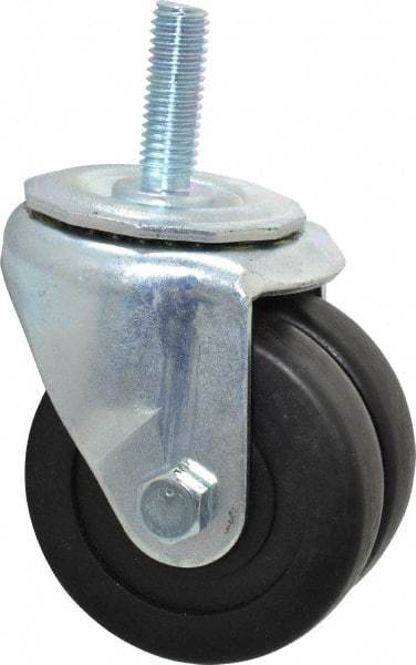 E.R. Wagner - 3" Diam x 13/16" Wide x 3-3/4" OAH Stem Mount Standard Caster - Hard Rubber, 350 Lb Capacity, Delrin Bearing, 1/2-13 x 1-1/2" Threaded Stem - Apex Tool & Supply