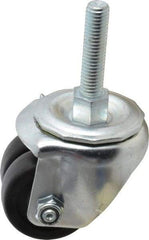 E.R. Wagner - 2" Diam x 13/16" Wide x 2-3/4" OAH Stem Mount Standard Caster - Hard Rubber, 200 Lb Capacity, Delrin Bearing, 1/2-13 x 2-1/2" Leveling Stem - Apex Tool & Supply