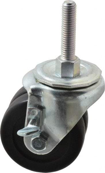 E.R. Wagner - 3" Diam x 13/16" Wide x 3-3/4" OAH Stem Mount Standard Caster - Hard Rubber, 350 Lb Capacity, Delrin Bearing, 1/2-13 x 2-1/2" Leveling Stem - Apex Tool & Supply