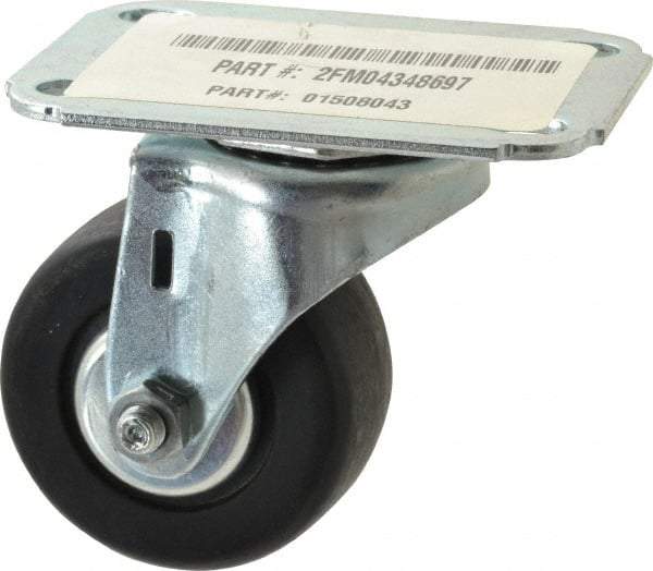 E.R. Wagner - 2-1/2" Diam x 1-1/8" Wide x 3-7/16" OAH Top Plate Mount Swivel Caster - Hard Rubber, 175 Lb Capacity, Sintered Bearing, 2-3/4 x 3-3/4" Plate - Apex Tool & Supply