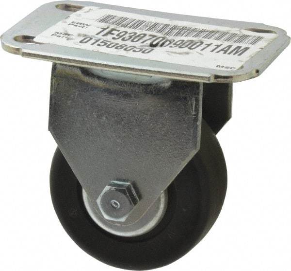 E.R. Wagner - 3" Diam x 1-1/8" Wide x 3-7/16" OAH Top Plate Mount Rigid Caster - Hard Rubber, 175 Lb Capacity, Sintered Bearing, 2-3/4 x 3-3/4" Plate - Apex Tool & Supply