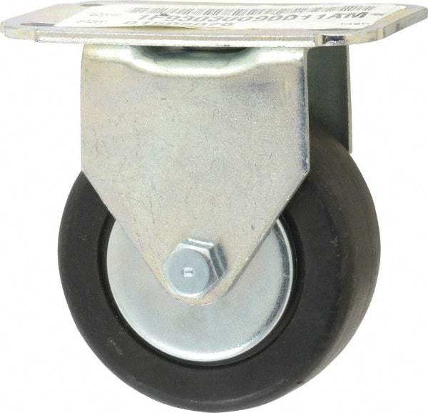 E.R. Wagner - 3" Diam x 1-1/4" Wide x 3-3/4" OAH Top Plate Mount Rigid Caster - Hard Rubber, 210 Lb Capacity, Delrin Bearing, 2-3/4 x 3-3/4" Plate - Apex Tool & Supply