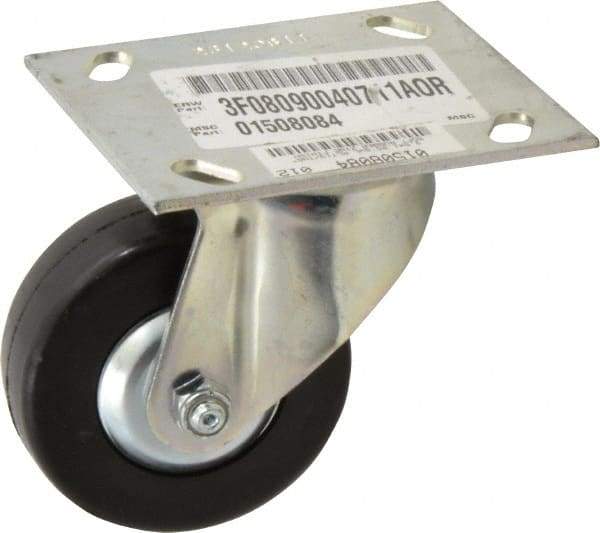 E.R. Wagner - 3-1/2" Diam x 1-1/4" Wide x 4-5/8" OAH Top Plate Mount Swivel Caster - Soft Rubber, 155 Lb Capacity, Delrin Bearing, 3-3/4 x 4-5/8" Plate - Apex Tool & Supply