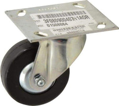 E.R. Wagner - 3-1/2" Diam x 1-1/4" Wide x 4-5/8" OAH Top Plate Mount Swivel Caster - Soft Rubber, 155 Lb Capacity, Delrin Bearing, 3-3/4 x 4-5/8" Plate - Apex Tool & Supply
