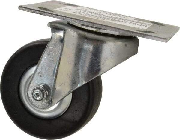 E.R. Wagner - 3-1/2" Diam x 1-1/4" Wide x 4-5/8" OAH Top Plate Mount Swivel Caster - Hard Rubber, 250 Lb Capacity, Delrin Bearing, 3-3/4 x 4-5/8" Plate - Apex Tool & Supply