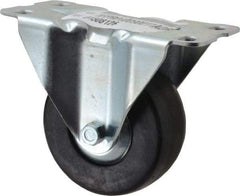 E.R. Wagner - 4" Diam x 1-5/8" Wide x 5" OAH Top Plate Mount Rigid Caster - Hard Rubber, 400 Lb Capacity, Delrin Bearing, 3-3/16 x 6-5/32" Plate - Apex Tool & Supply