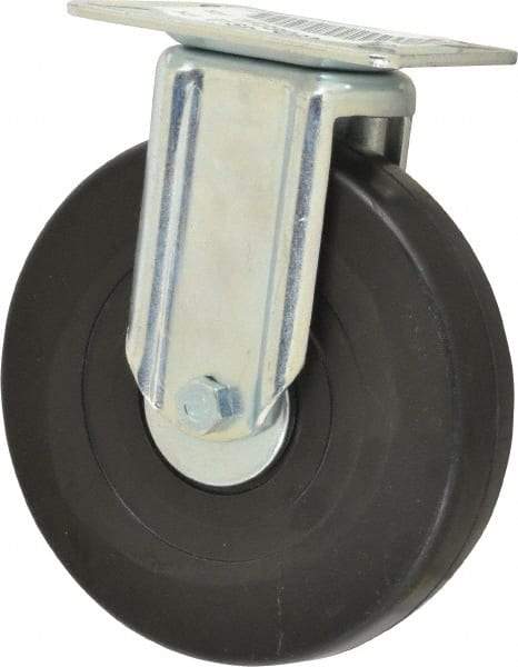 E.R. Wagner - 6" Diam x 1-3/8" Wide x 7-1/16" OAH Top Plate Mount Rigid Caster - Soft Rubber, 280 Lb Capacity, Delrin Bearing, 3-1/8 x 4-1/8" Plate - Apex Tool & Supply