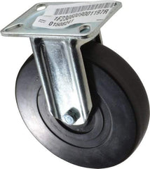 E.R. Wagner - 6" Diam x 1-3/8" Wide x 7-1/16" OAH Top Plate Mount Rigid Caster - Hard Rubber, 400 Lb Capacity, Delrin Bearing, 3-1/8 x 4-1/8" Plate - Apex Tool & Supply