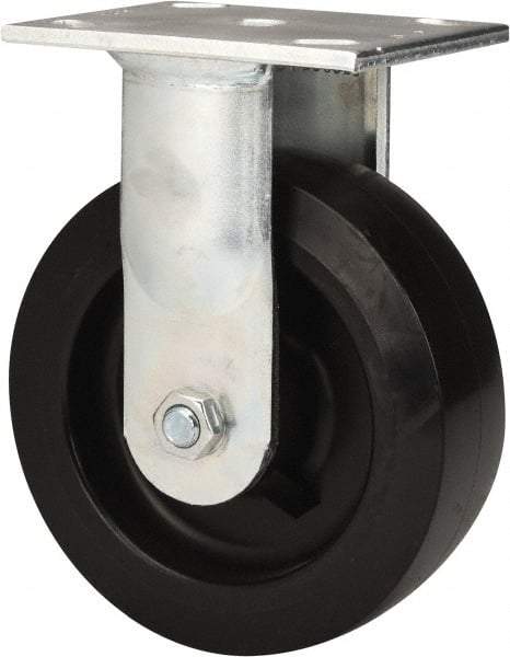 E.R. Wagner - 6" Diam x 2" Wide x 7-1/2" OAH Top Plate Mount Rigid Caster - Polyolefin, 640 Lb Capacity, Roller Bearing, 4 x 4-1/2" Plate - Apex Tool & Supply