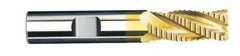 SGS - 1" Diam, Coarse Pitch, 1-3/4" LOC, 5 Flute Solid Carbide 0.06" Corner Radius Roughing End Mill - TiN Finish, 4" OAL, 1" Shank Diam, Single End, Centercutting, 30° Helix - Apex Tool & Supply