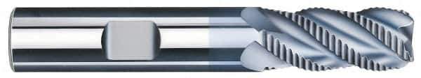 SGS - 1" Diam, Coarse Pitch, 1-3/4" LOC, 6 Flute Solid Carbide 0.06" Corner Radius Roughing End Mill - TiCN Finish, 4" OAL, 1" Shank Diam, Single End, Centercutting, 40° Helix - Apex Tool & Supply