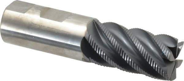 SGS - 1" Diam, Coarse Pitch, 1-3/4" LOC, 6 Flute Solid Carbide 0.06" Corner Radius Roughing End Mill - AlTiN Finish, 4" OAL, 1" Shank Diam, Single End, Centercutting, 40° Helix - Apex Tool & Supply