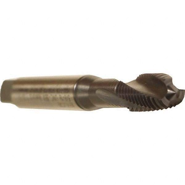 Emuge - 1/4-20 UNC 3 Flute 3BX Modified Bottoming Spiral Flute Tap - Cobalt, TiCN Finish, 3.15" OAL, Right Hand Flute, Right Hand Thread, Series Rekord D - Apex Tool & Supply