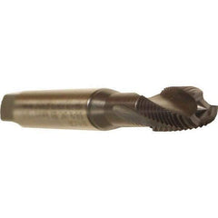 Emuge - 3/8-16 UNC 3 Flute 3BX Modified Bottoming Spiral Flute Tap - Cobalt, TiCN Finish, 3.937" OAL, Right Hand Flute, Right Hand Thread, Series Rekord D - Apex Tool & Supply